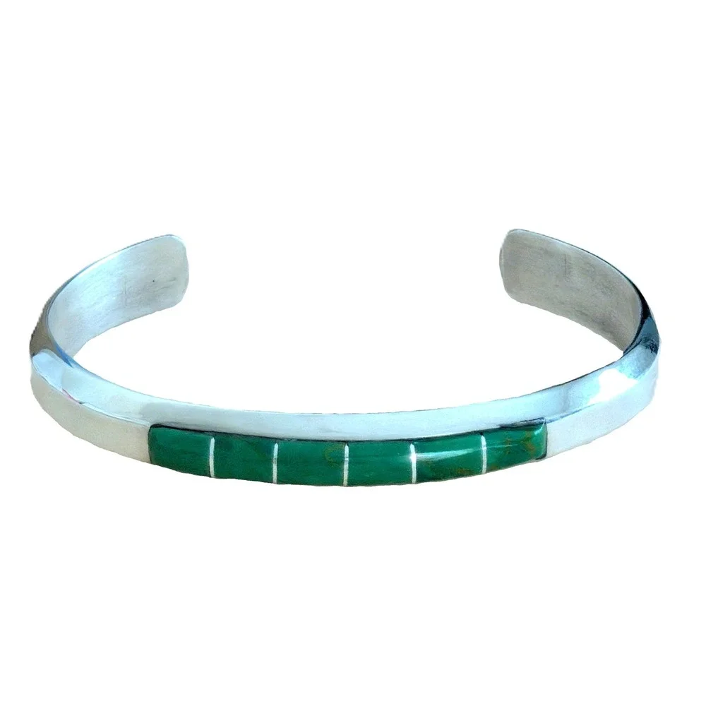 Native American Gaspeite Inlay Cuff‎ Bracelet Navajo Jewelry Size 6.5in**